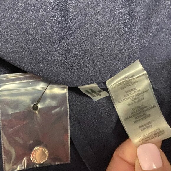 Calvin Klein Dark Navy Sheer Sleeve Blouse NWT Size S - Picture 7 of 7